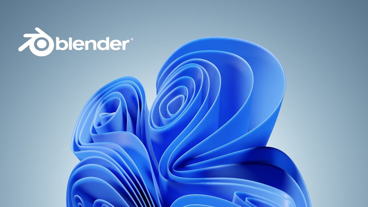 Blender, Logo, Blaue Blüte, Abstrakte Form, 3D-Rendering, HD, Laptop-Hintergrundbild