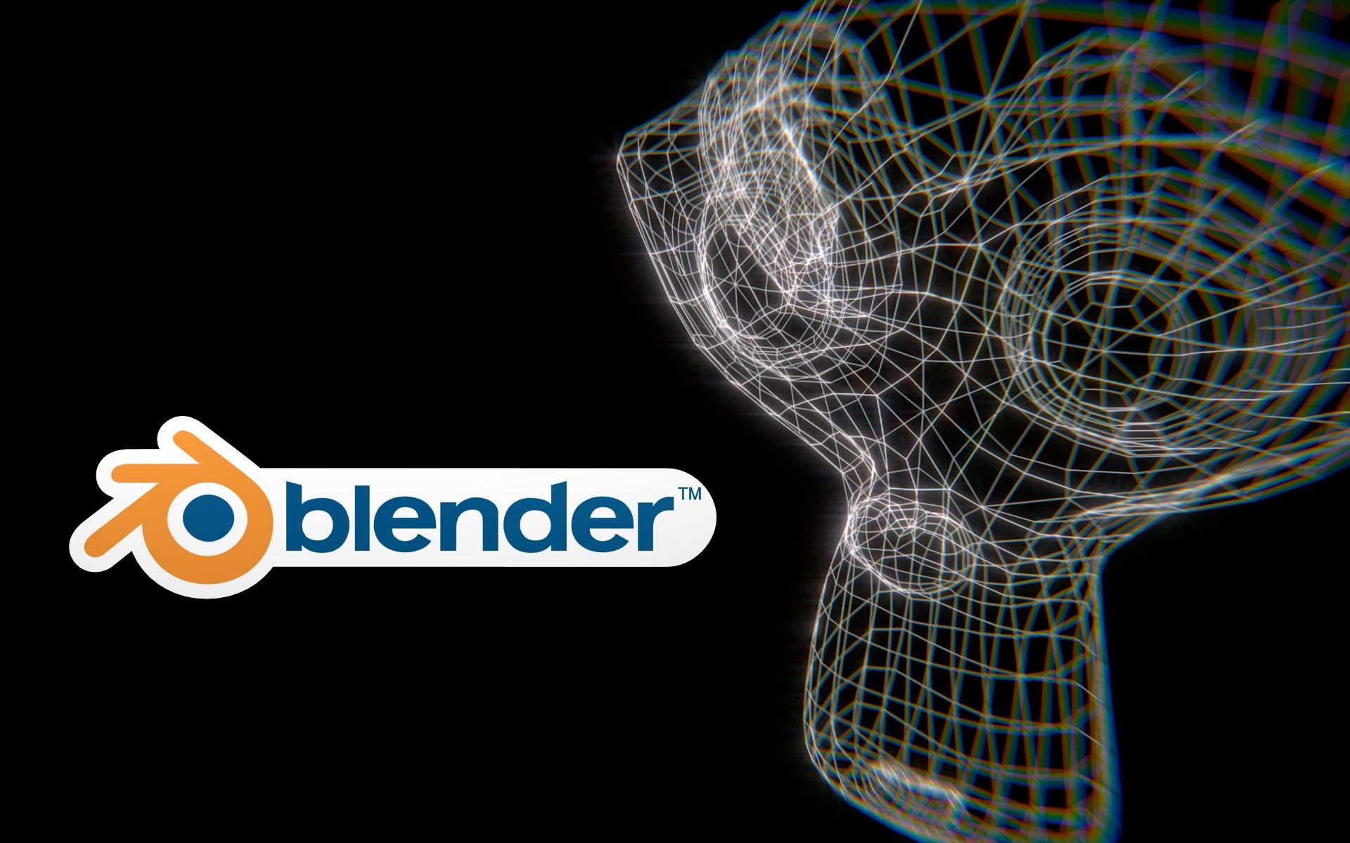 Blender, Suzanne, Drahtgitter, Affenkopf, Schwarzer Hintergrund, Full HD Wallpaper