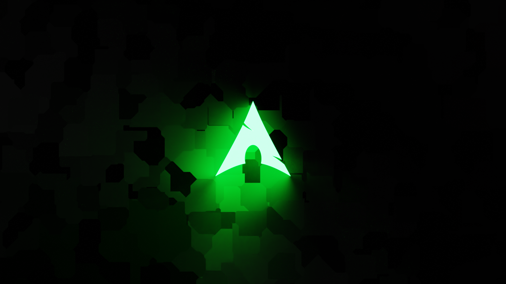 Arch Linux, Logo, Grünes Leuchten, Dunkel, Minimalistisch, Full HD, Windows-Hintergrundbild