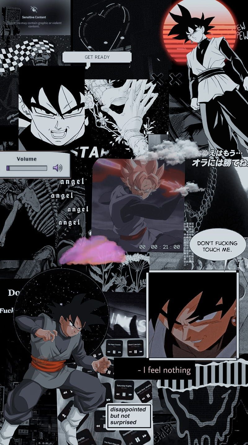 Son Goku, Goku Black, Collage, Manga, Schwarz-Weiß, HD, Hintergrundbild fürs Handy