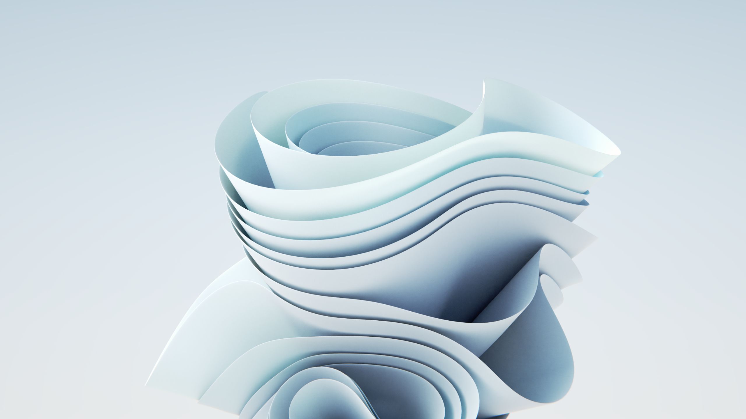 Abstrakte Form, Schichten, Weiß, Minimalistisch, 3D-Rendering, 2560x1440, Desktop-Hintergrund