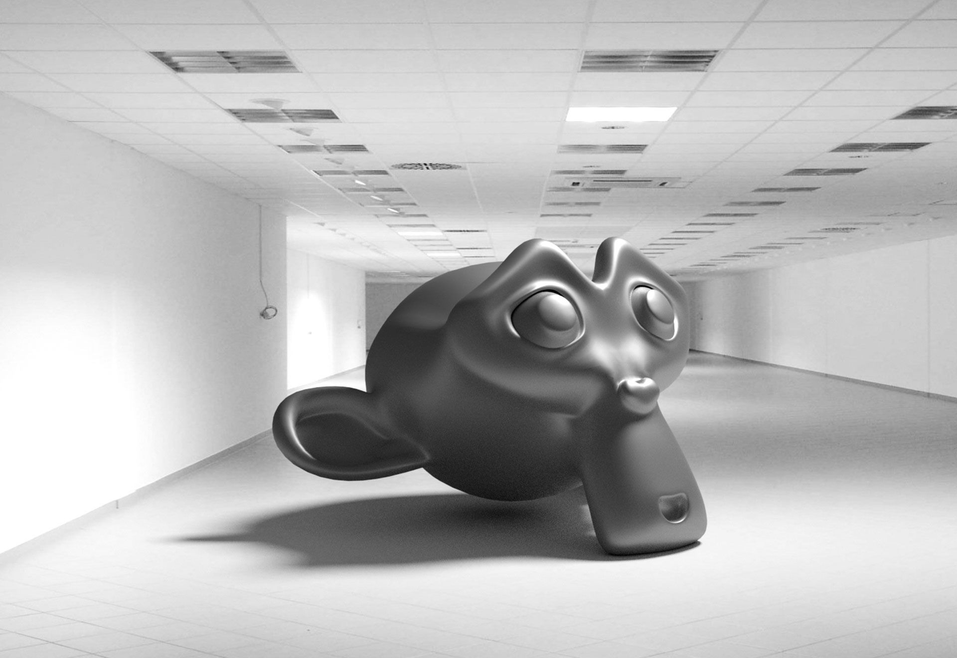 Suzanne, Blender, Affenkopf, Büroraum, Weiß, 3D-Rendering, Full HD, PC-Hintergrundbild