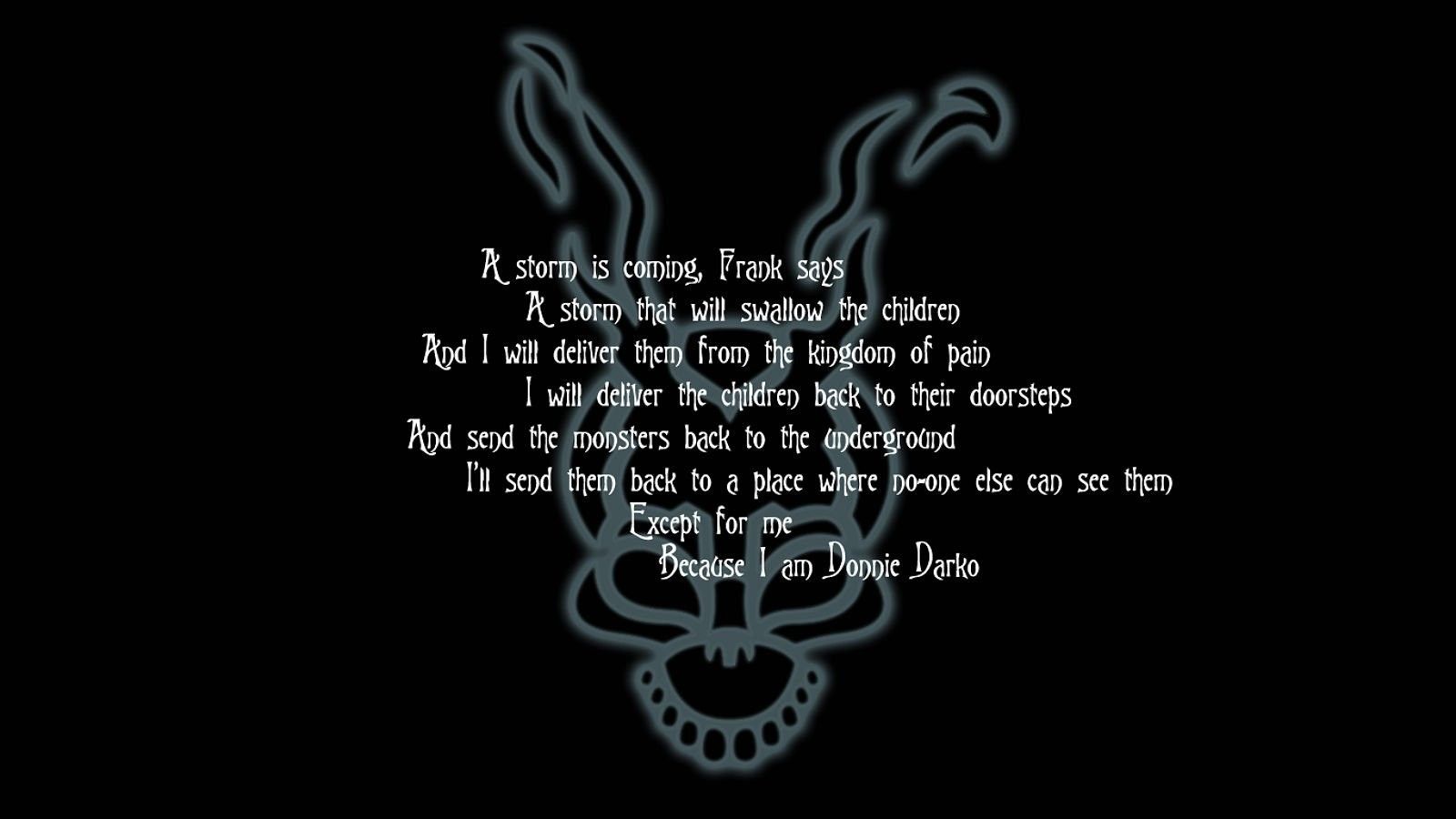 Donnie Darko, Frank, Hasenmaske, Zitat, Schwarzer Hintergrund, HD Wallpaper