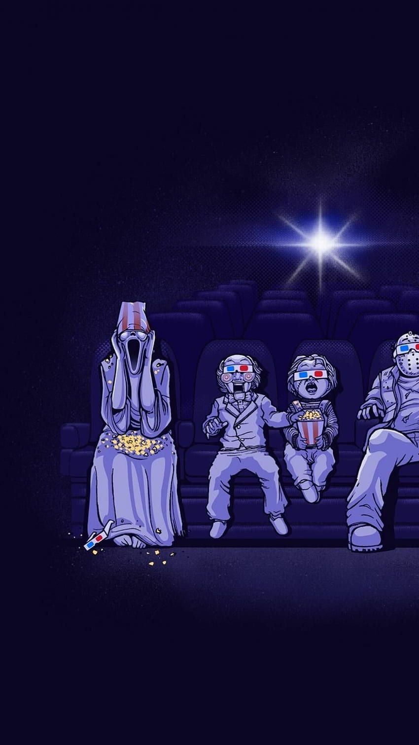 Horror-Figuren, Illustration, Lila, Lichtstrahl, Nacht, HD, Sperrbildschirm fürs iPhone