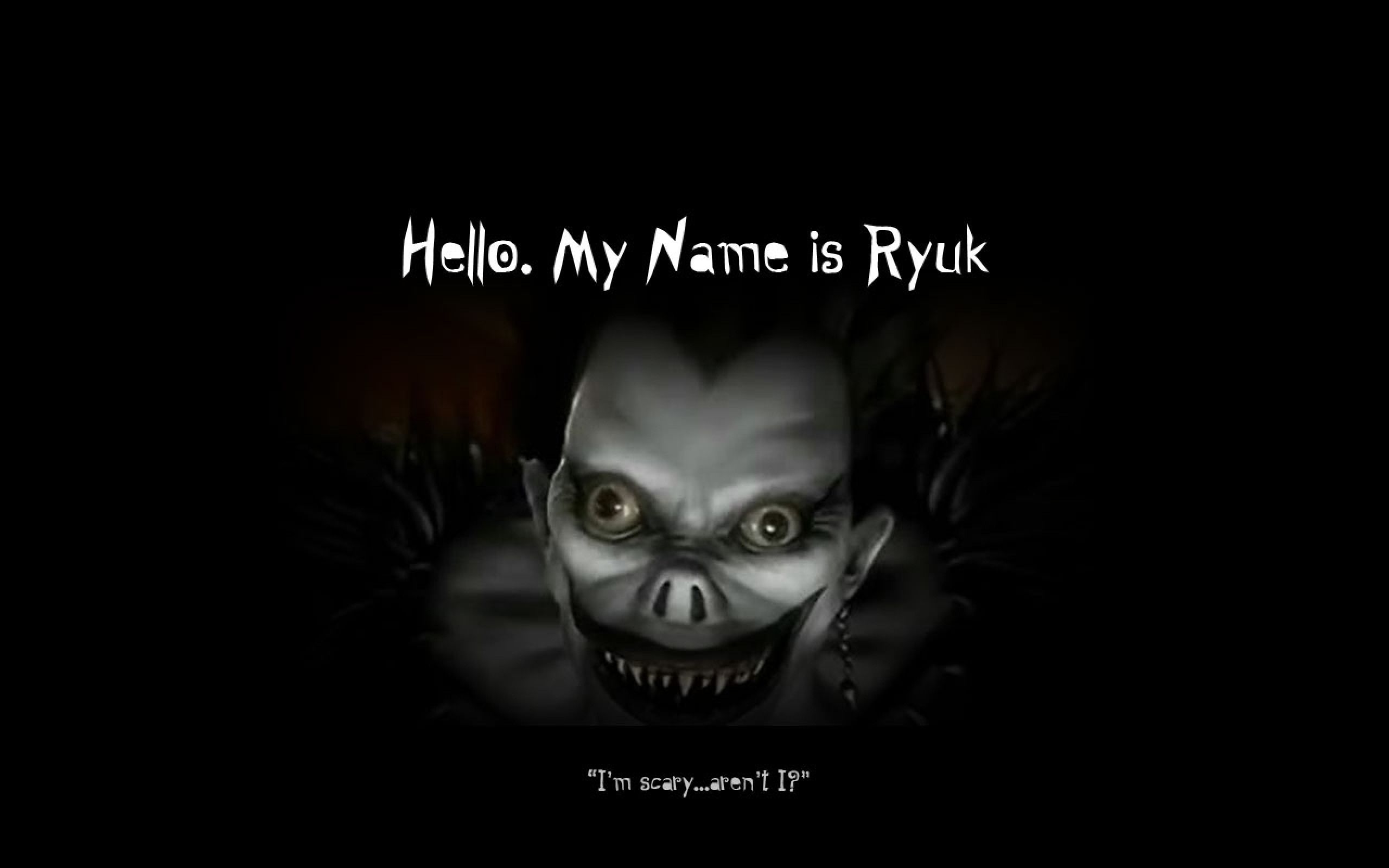 Ryuk, Death Note, Shinigami, Zitat, Schwarzer Hintergrund, 2K Wallpaper