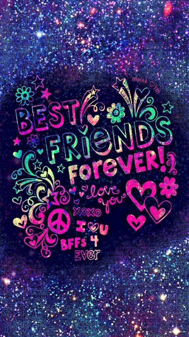 Best Friends Forever, Doodles, Glitzer, Lila, Hintergrundbild für iPhone und Android