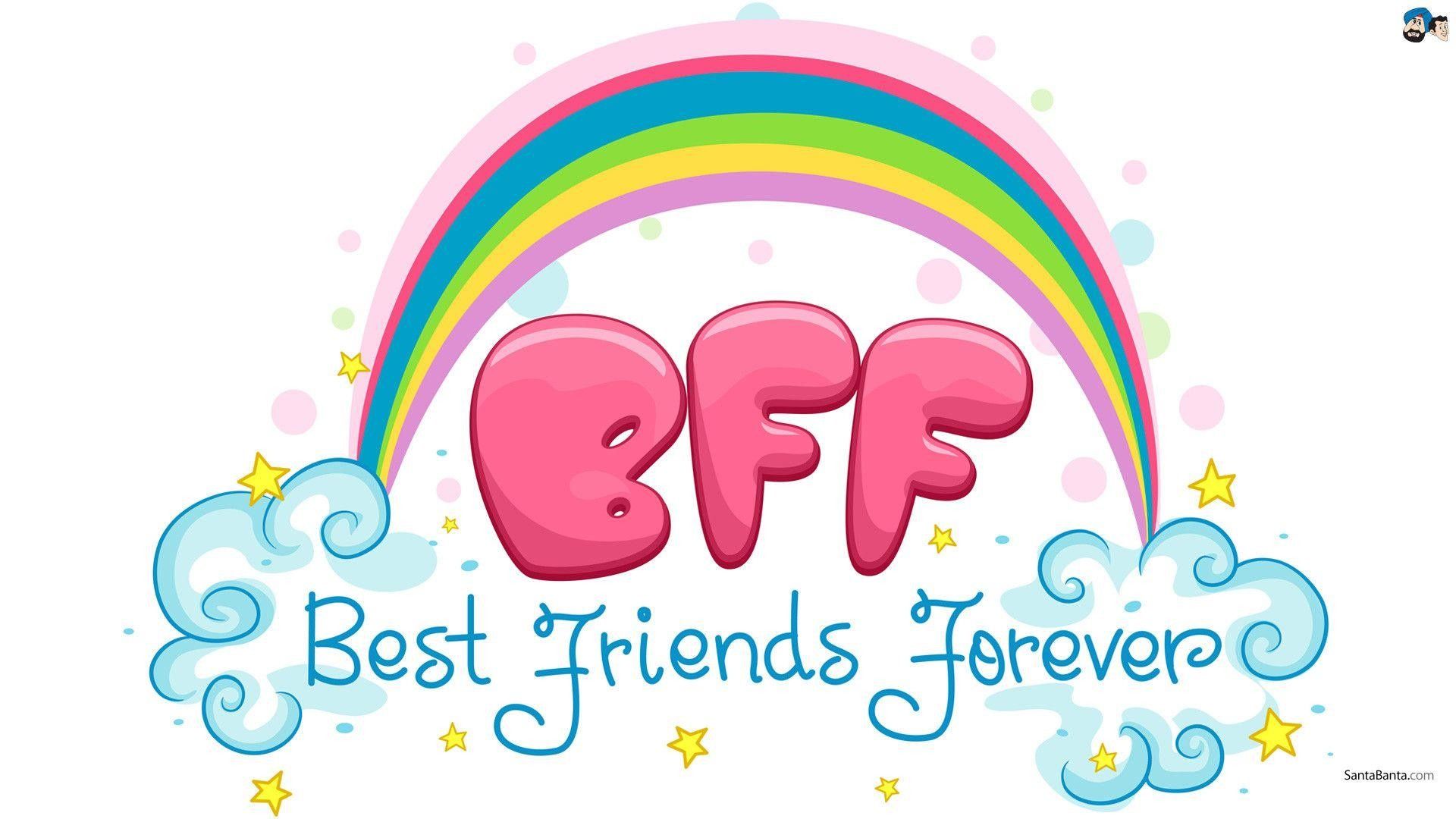 BFF, Best Friends Forever, Regenbogen, Wolken, Full HD 1080p, Desktop-Hintergrundbild