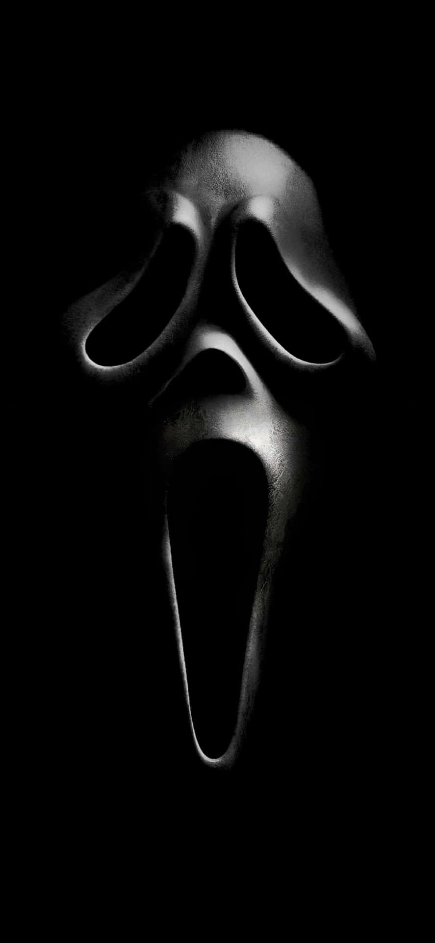 Ghostface, Scream, Maske, Schwarzer Hintergrund, Minimalistisch, Sperrbildschirm fürs iPhone