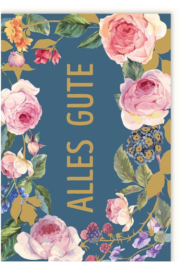 Alles Gute, Glückwunschkarte, Rosen, Blauer Hintergrund, Schriftzug, Sperrbildschirm fürs iPhone