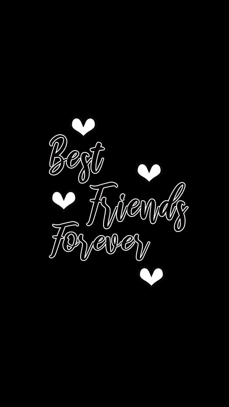 Best Friends Forever, Schriftzug, Herzen, Schwarz, HD, Hintergrundbild fürs Handy