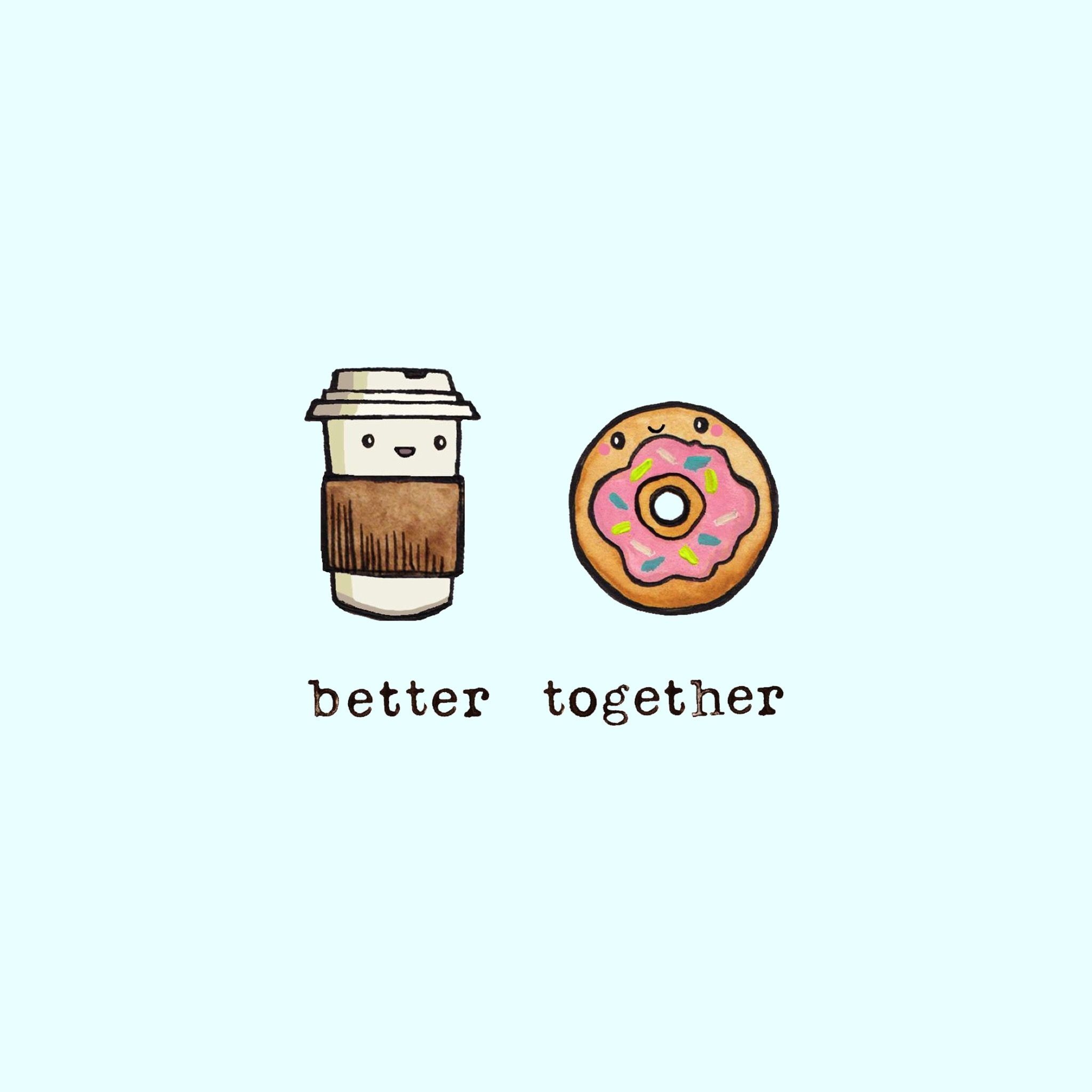 Better together, Kaffee, Donut, Niedlich, Full HD, Hintergrundbild fürs Tablet