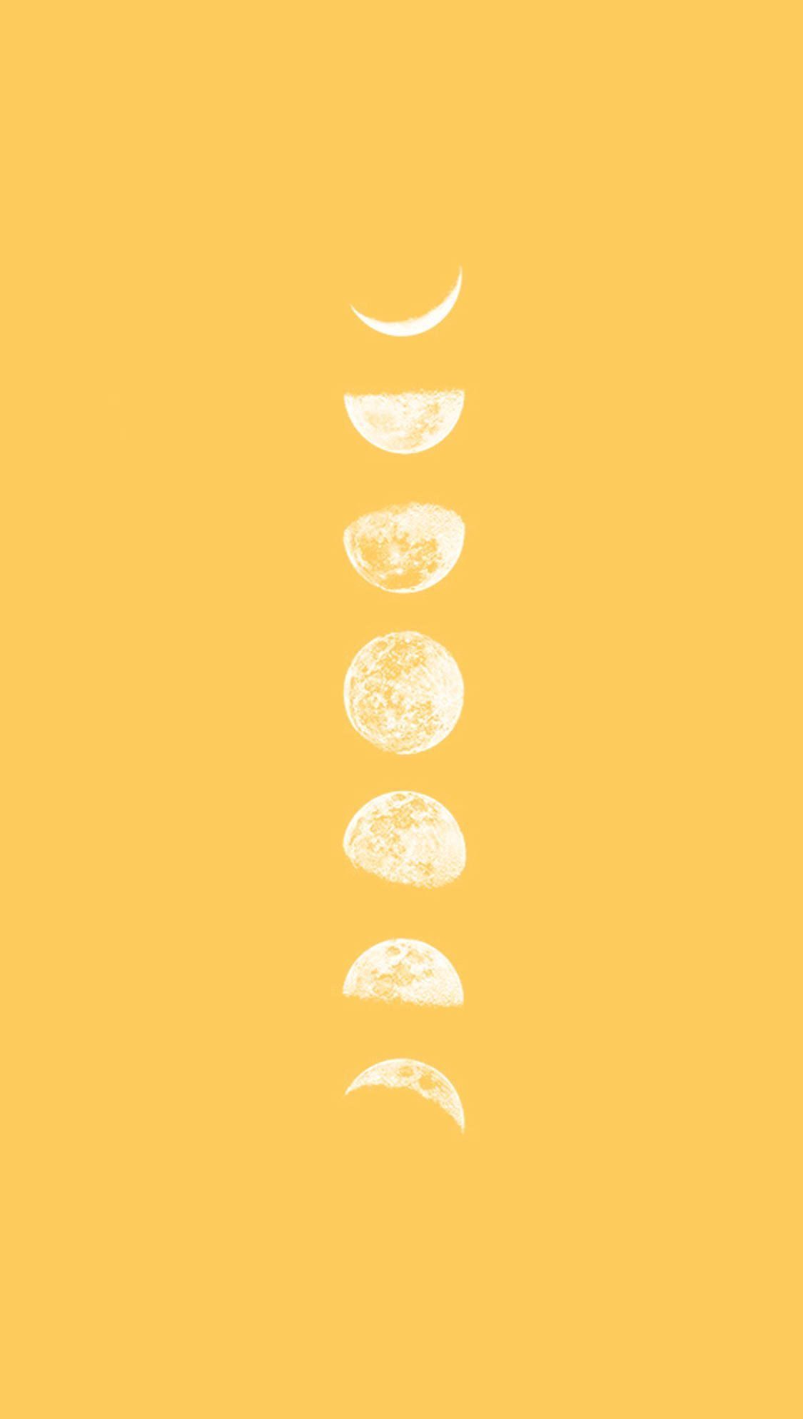 Mondphasen, Mond, Minimalistisch, Gelber Hintergrund, Full HD, Sperrbildschirm fürs iPhone