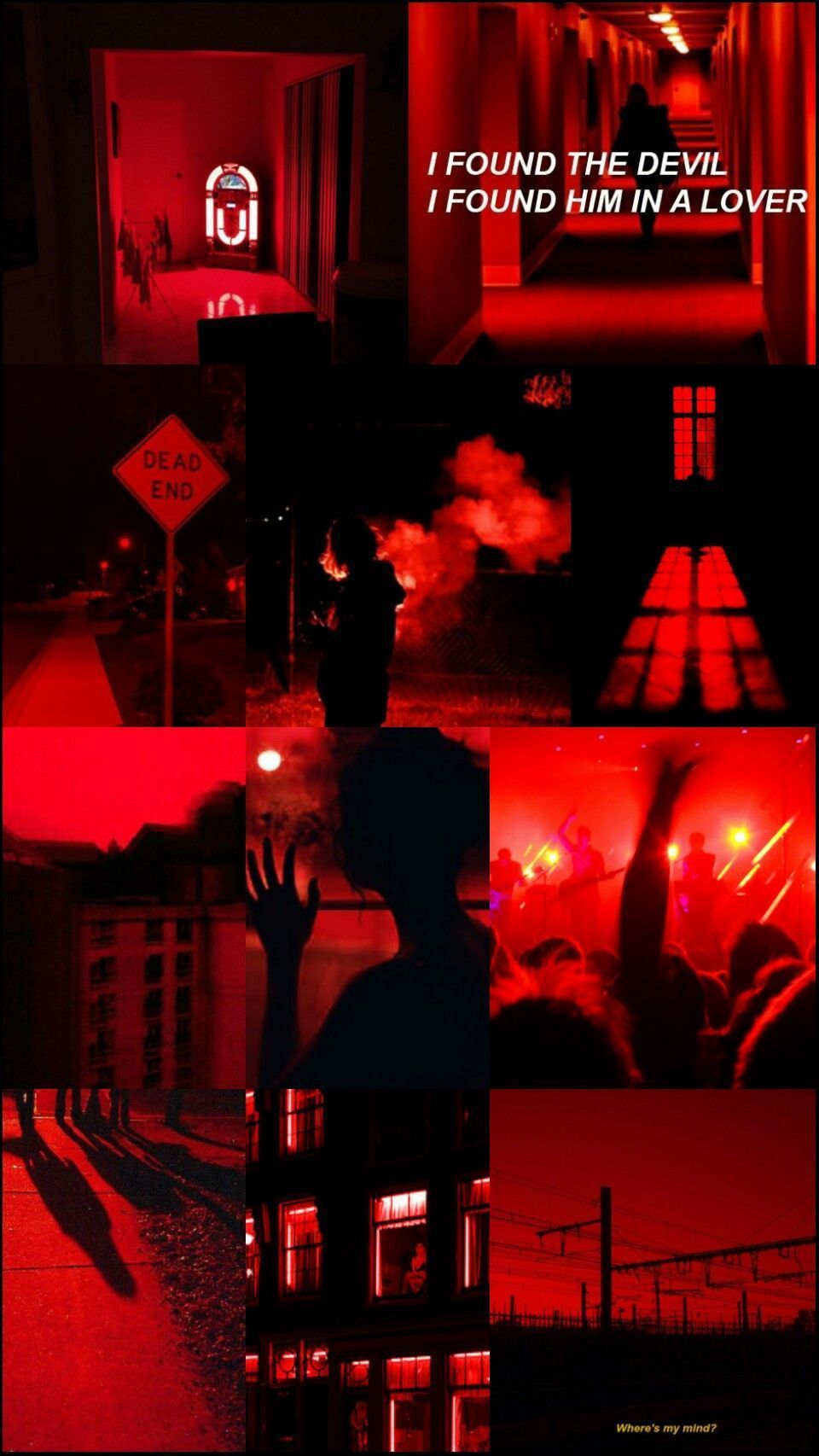 Rote Aesthetic, Collage, Neon, Dunkel, Hochformat, HD, Hintergrundbild fürs Handy