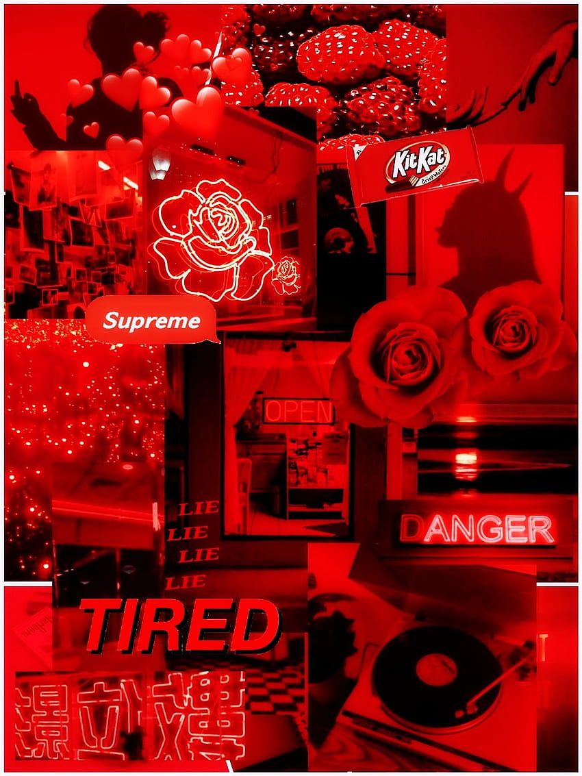 Collage, Rosen, Tired, Anger, Signalrot, HD, iPad-Hintergrundbild
