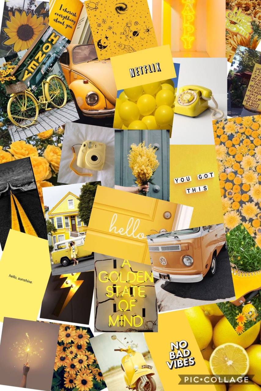 Collage, Gelbe Ästhetik, Zitronen, Moodboard, Fotos, HD, Hintergrundbild fürs Tablet