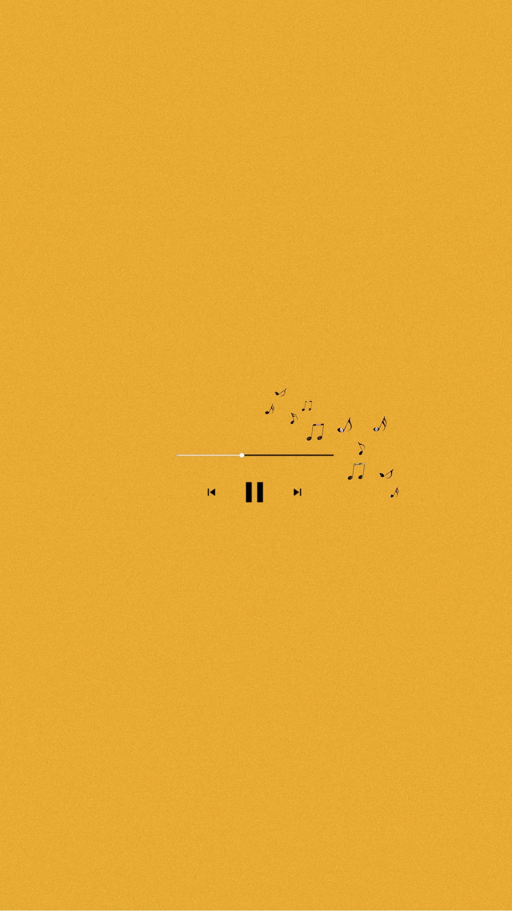 Minimalistisch, Musikplayer, Senfgelb, Einfarbig, QHD+, Sperrbildschirm fürs iPhone