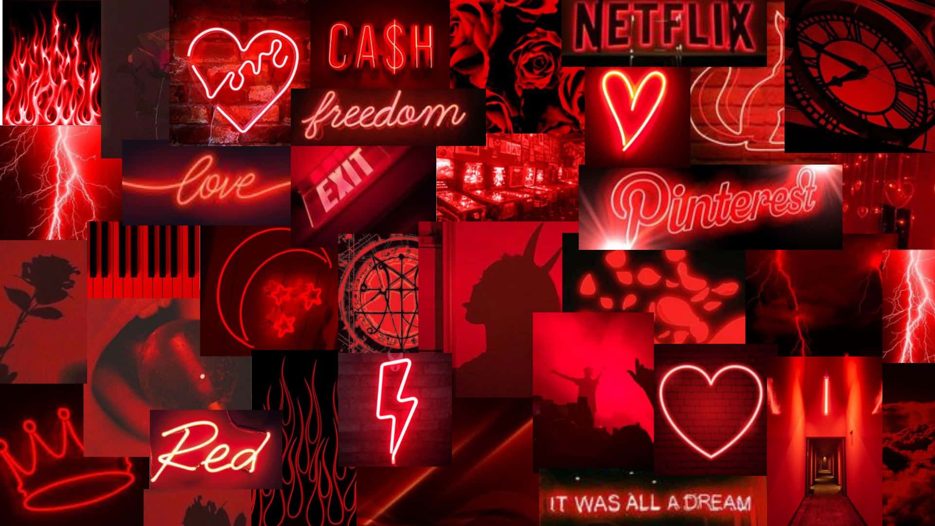 Neon-Collage, Netflix, Pinterest, Herzen, Cash, Full HD, Desktop-Hintergrund für Windows