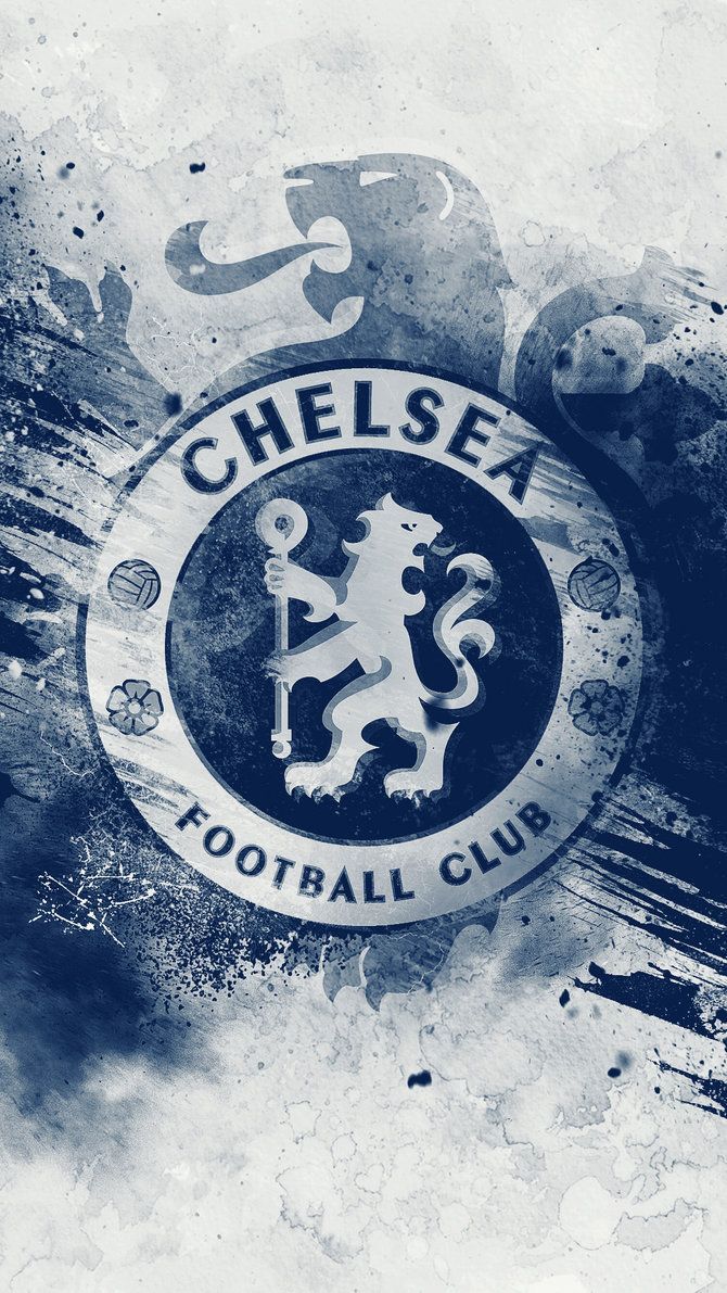 Chelsea FC, Wappen, Farbspritzer, Grunge, Weiß-Blau, Hintergrundbild für iPhone und Android