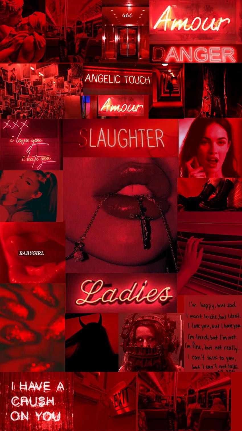 Collage, Amour, Laughter, Lippen, Rote Aesthetic, HD, Sperrbildschirm fürs iPhone