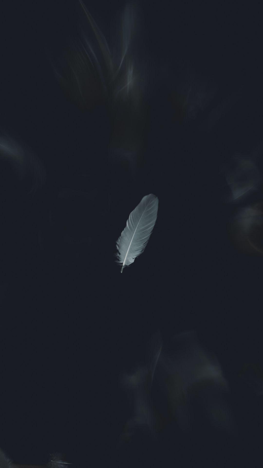 Feder, Dunkelblau, Minimalistisch, Schweben, Hochformat, Full HD, iPhone-Hintergrundbild