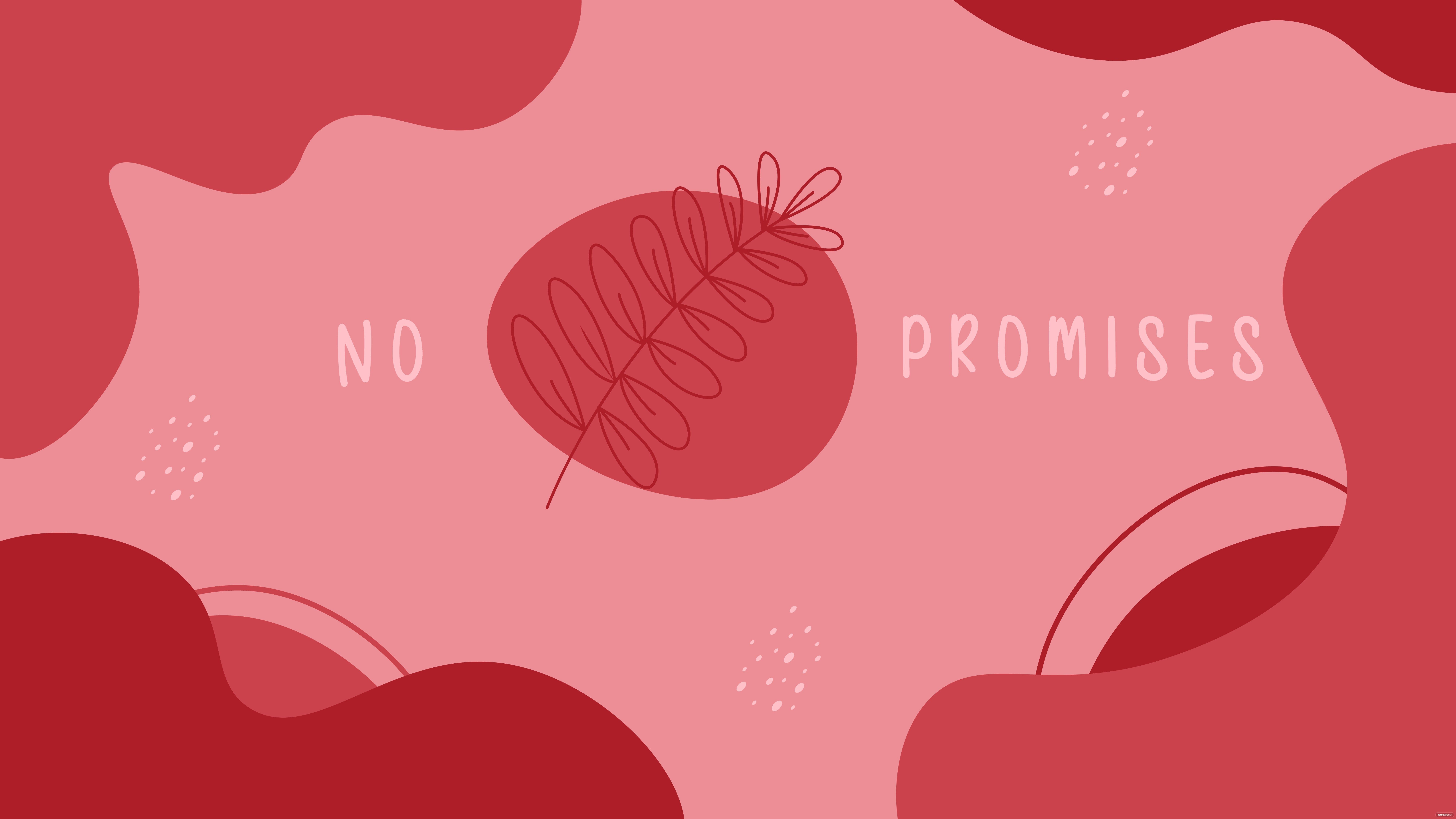 No Promises, Schriftzug, Blatt, Organische Formen, Rosa-Rot, 8K, Desktop-Hintergrund