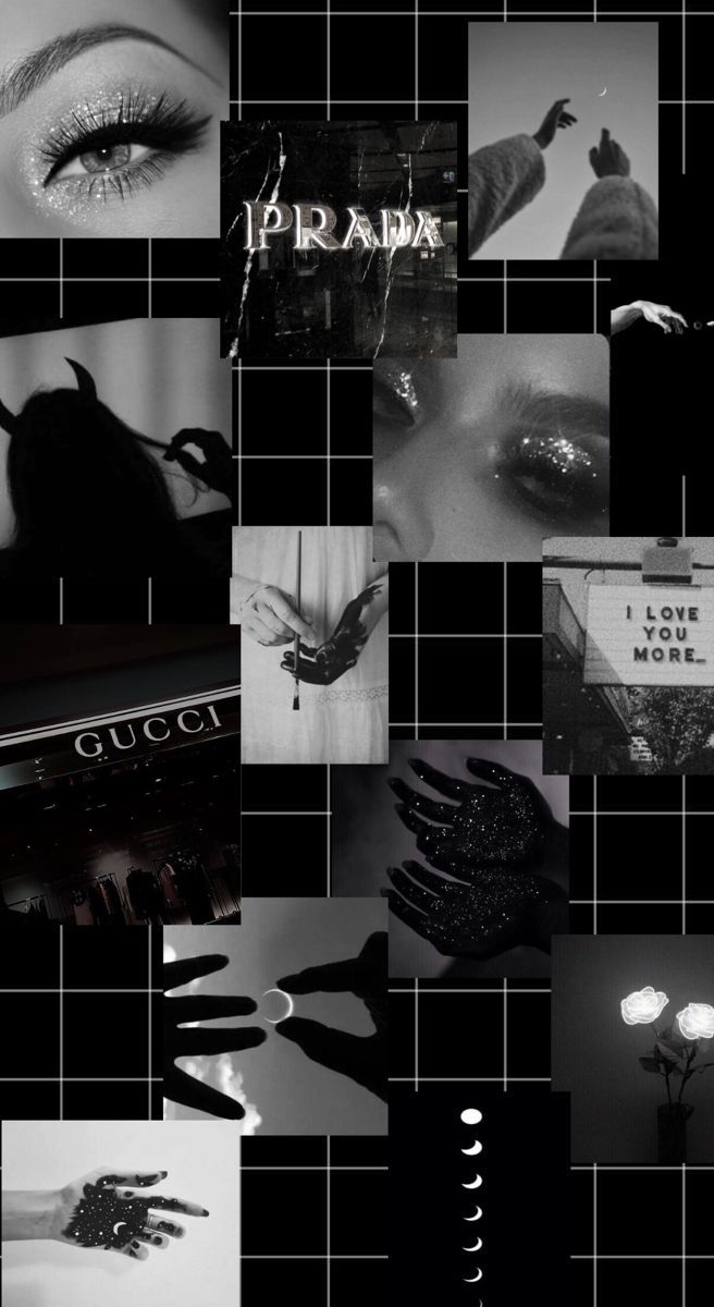 Collage, Auge, Prada, Hände, Schwarzweiß, Fashion, Hintergrundbild für iPhone und Android