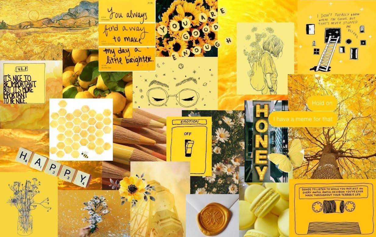 Collage, Honey, Sonnenblumen, Van Gogh, Happy, Gelbe Ästhetik, Hintergrundbild