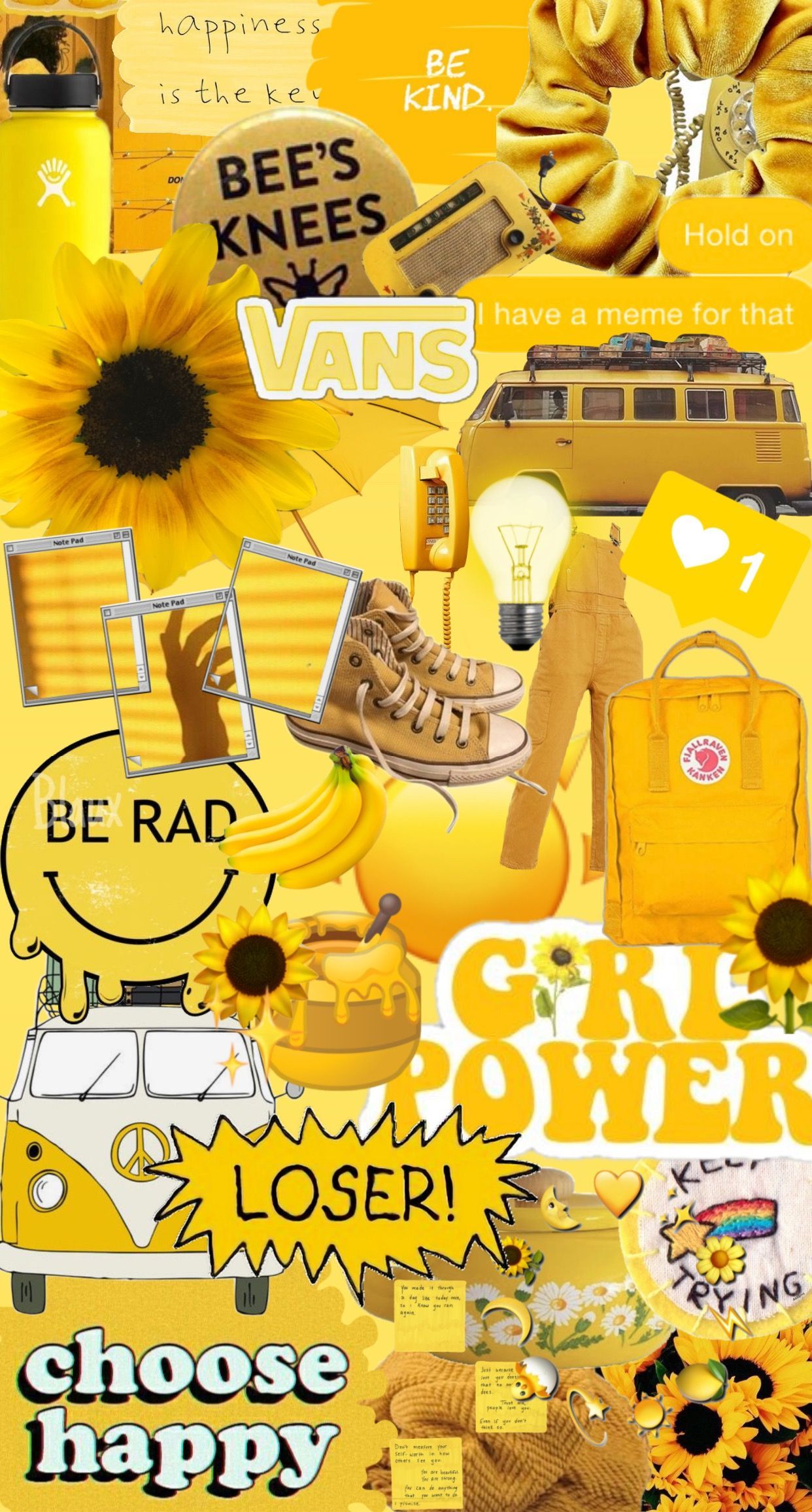 Collage, Sonnenblume, Choose Happy, Smiley, Gelbe Ästhetik, Full HD, iPhone-Hintergrundbild
