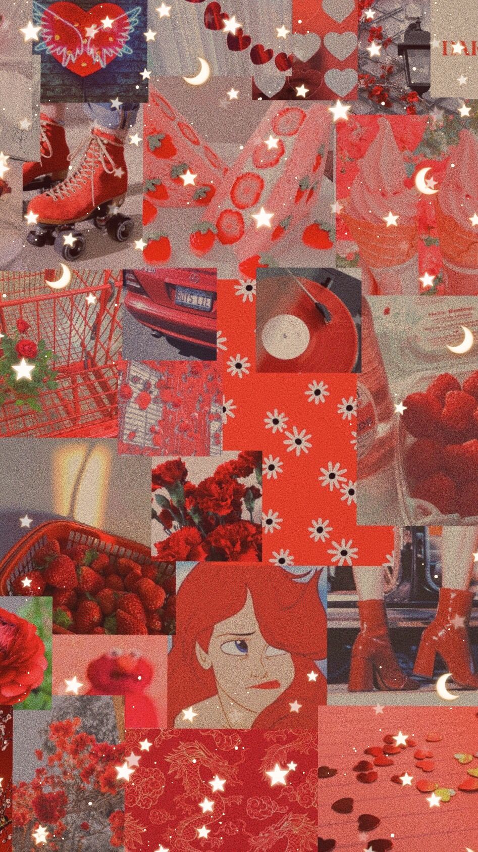 Collage, Rote Haare, Erdbeeren, Altrot, Kitsch, HD, Handy-Hintergrund im Hochformat