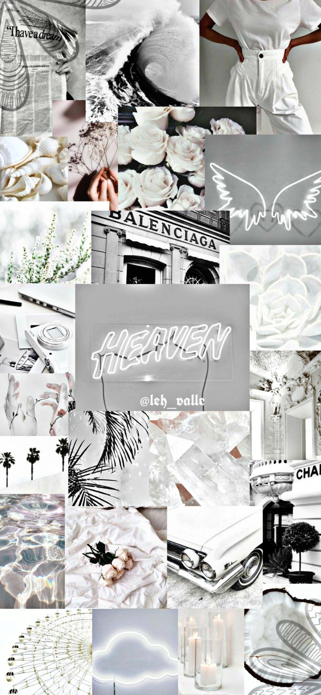 Collage, Weiße Ästhetik, Neonlicht, Grautöne, Mode, Full HD, Sperrbildschirm fürs iPhone