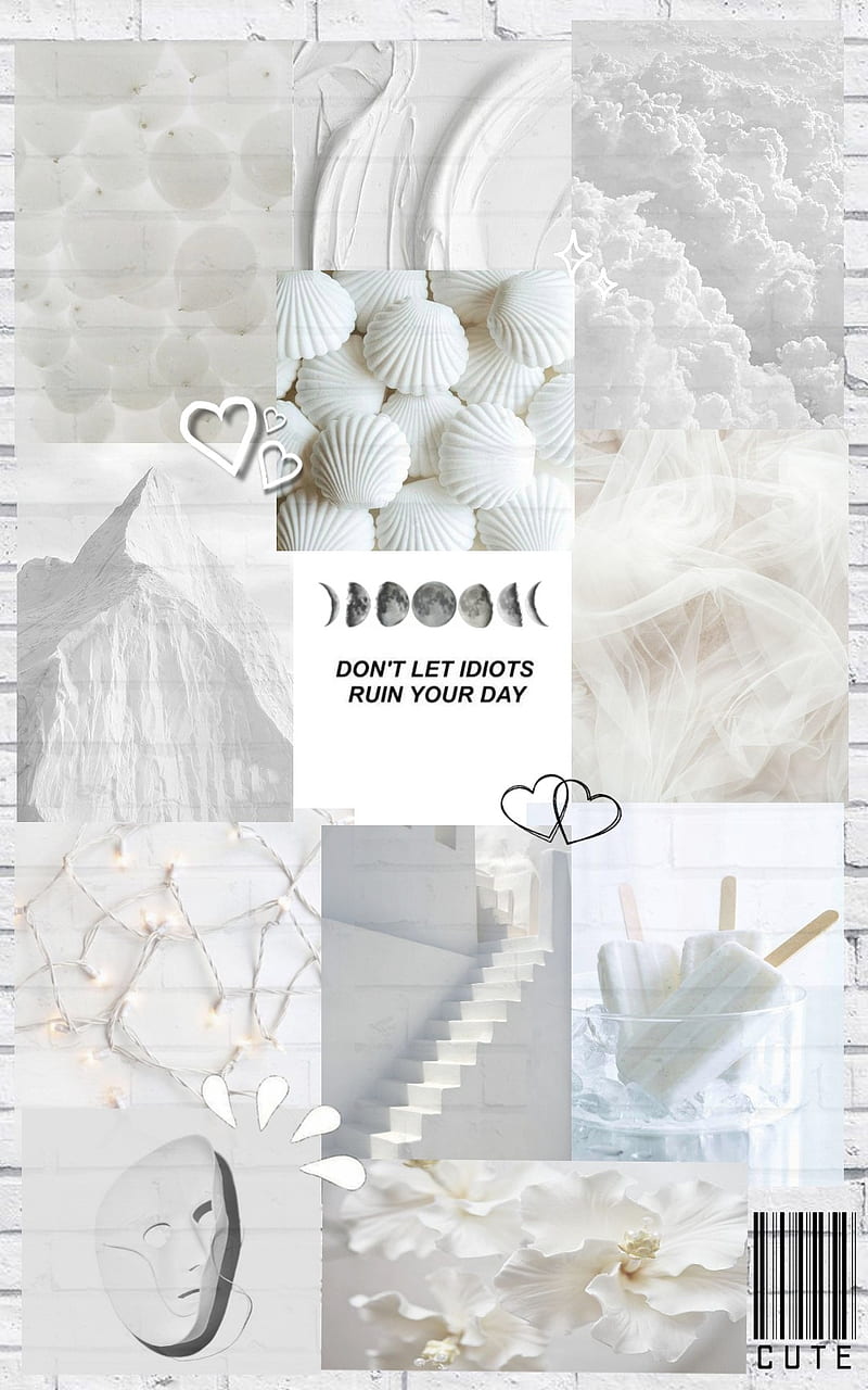 Collage, Mondphasen, Don't Let Idiots Ruin Your Day, Wattebällchen, Helle Töne, HD-Handy-Hintergrundbild