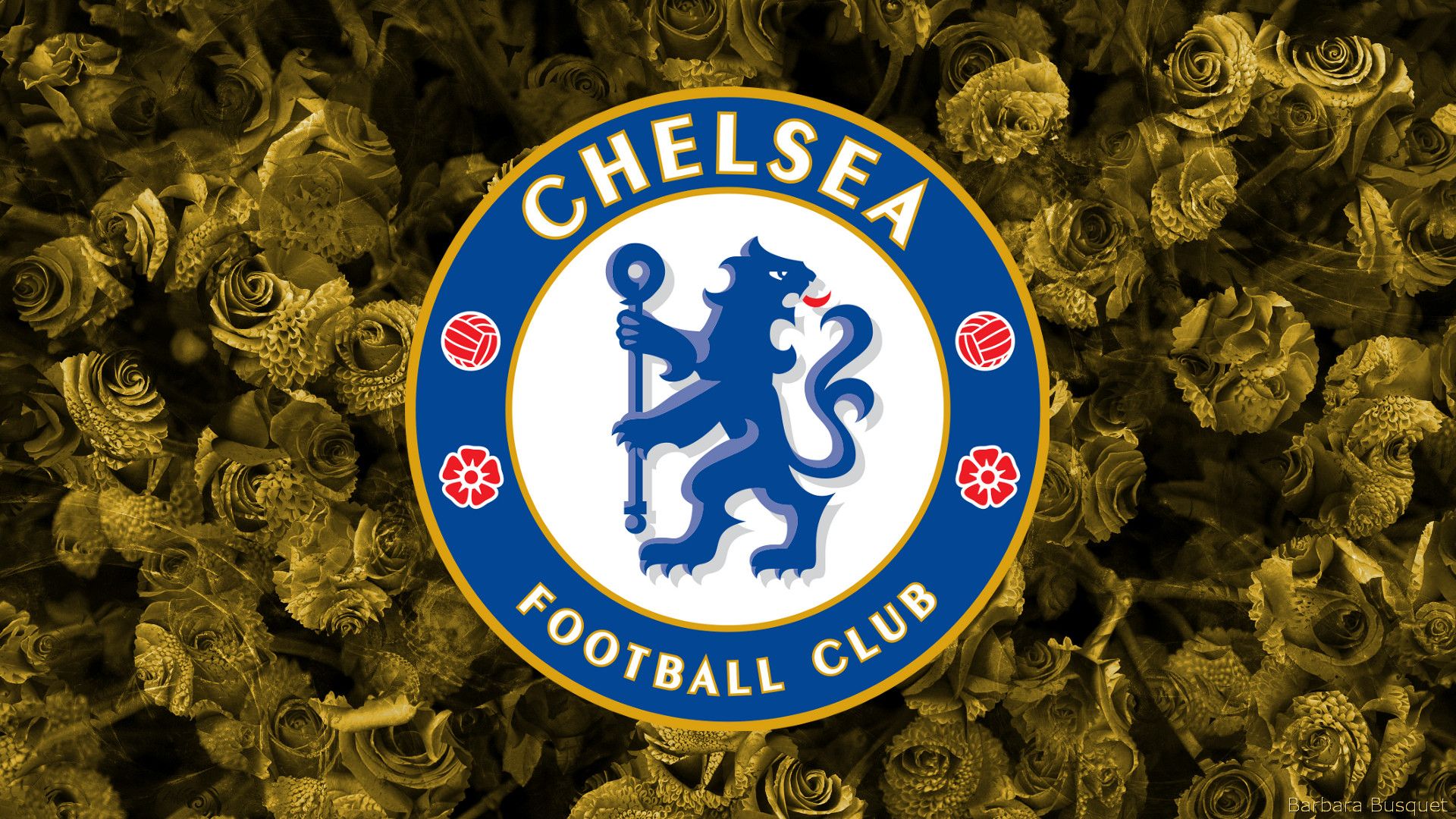 Chelsea FC, Vereinswappen, Goldene Rosen, Gold-Blau, Fußballverein, Full HD, Breitbild-Hintergrundbild
