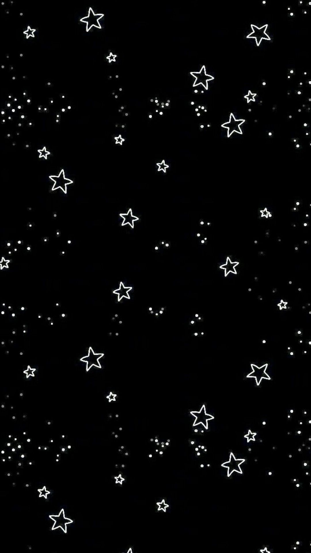 Sterne, Sternchen, Muster, Schwarzer Hintergrund, Minimalistisch, Sperrbildschirm fürs iPhone