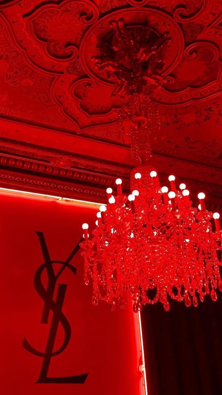 Yves Saint Laurent, YSL, Kronleuchter, Rotes Licht, Luxus, HD, Handy-Hintergrundbild