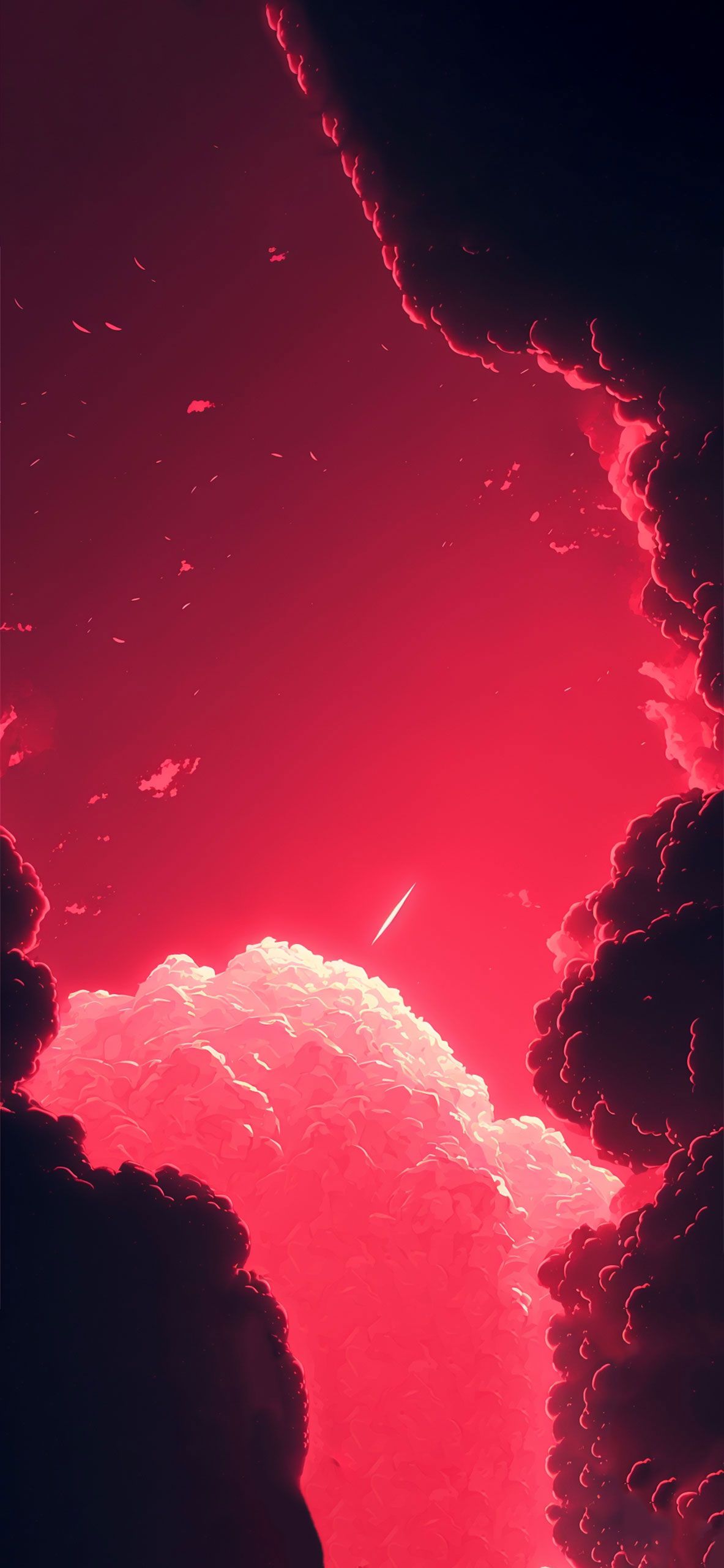 Rote Wolken, Nachthimmel, Dramatisch, Hochformat, Full HD, Hintergrundbild fürs Handy