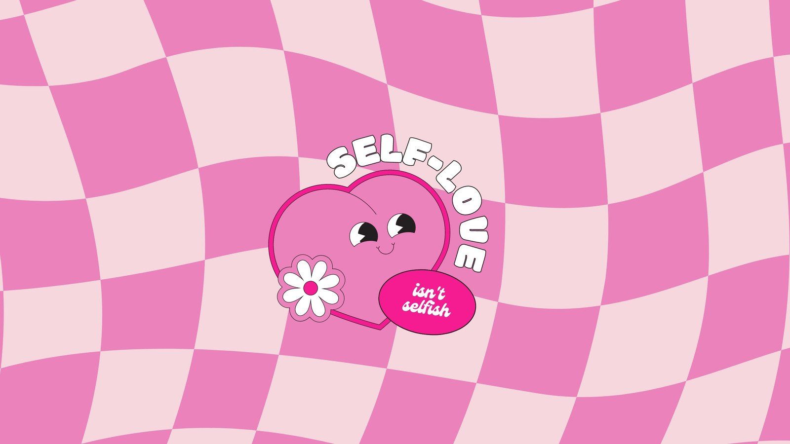 Self-Love, Herz, Schachbrettmuster, Pink, Retro, HD, Hintergrundbild für den PC