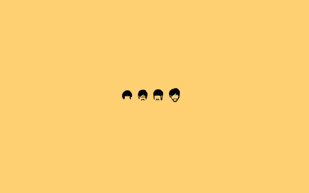 Vier Köpfe, Minimalistisch, Senfgelb, Silhouetten, HD, Hintergrundbild für den PC