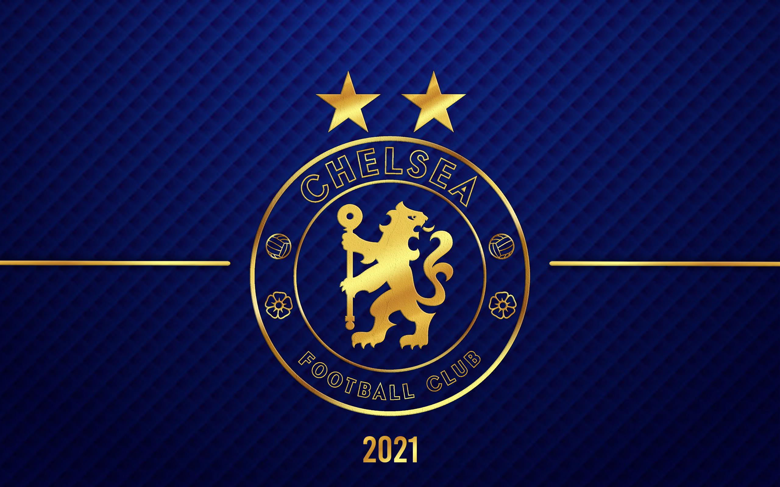 Chelsea FC, Goldenes Wappen, Zwei Sterne, 2021, Dunkelblau, 2K, Desktop-Hintergrund