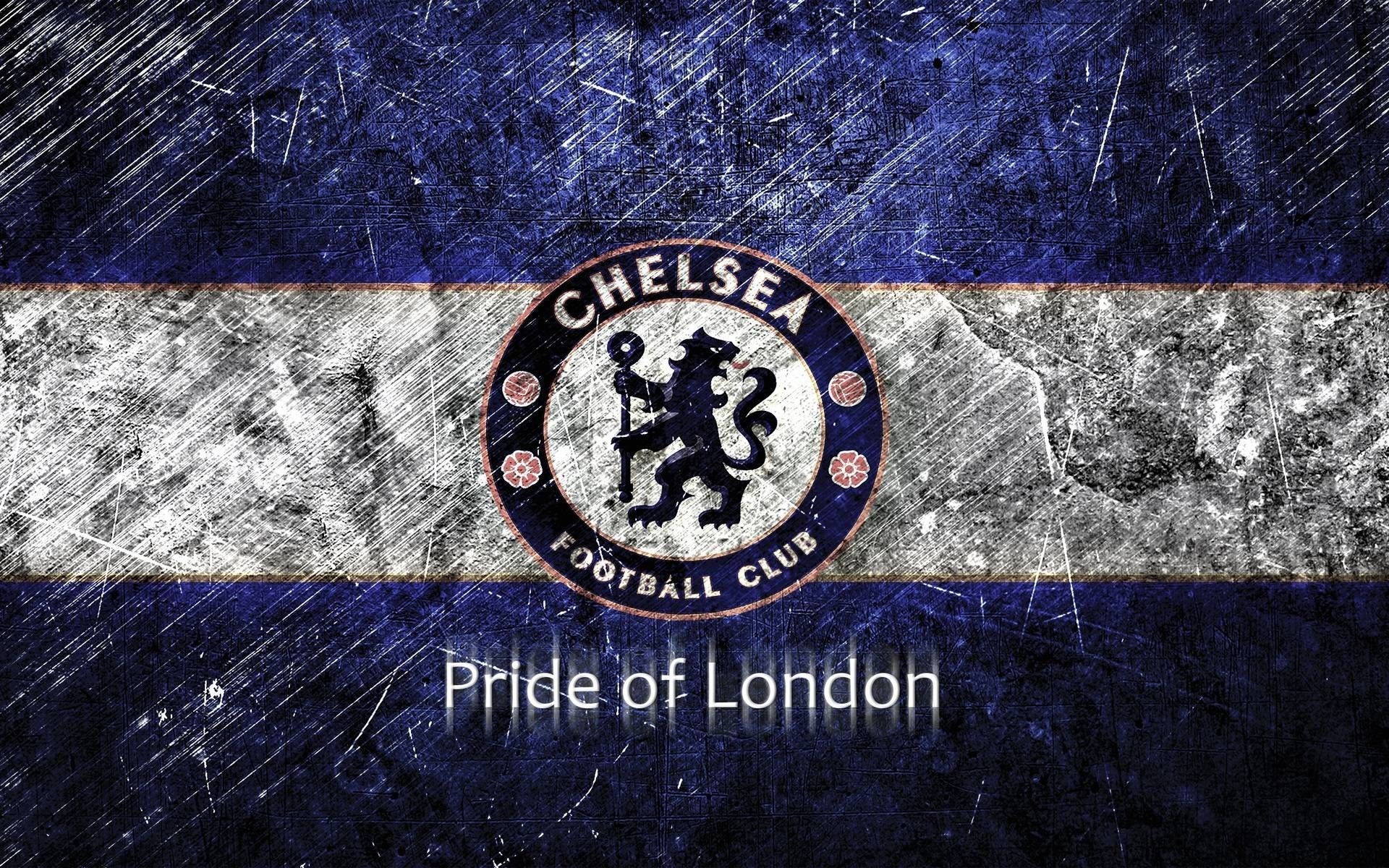 Chelsea FC, Pride of London, Wappen, Grunge, Blau-Weiß, 16:10, Full-HD-Hintergrundbild für den Desktop