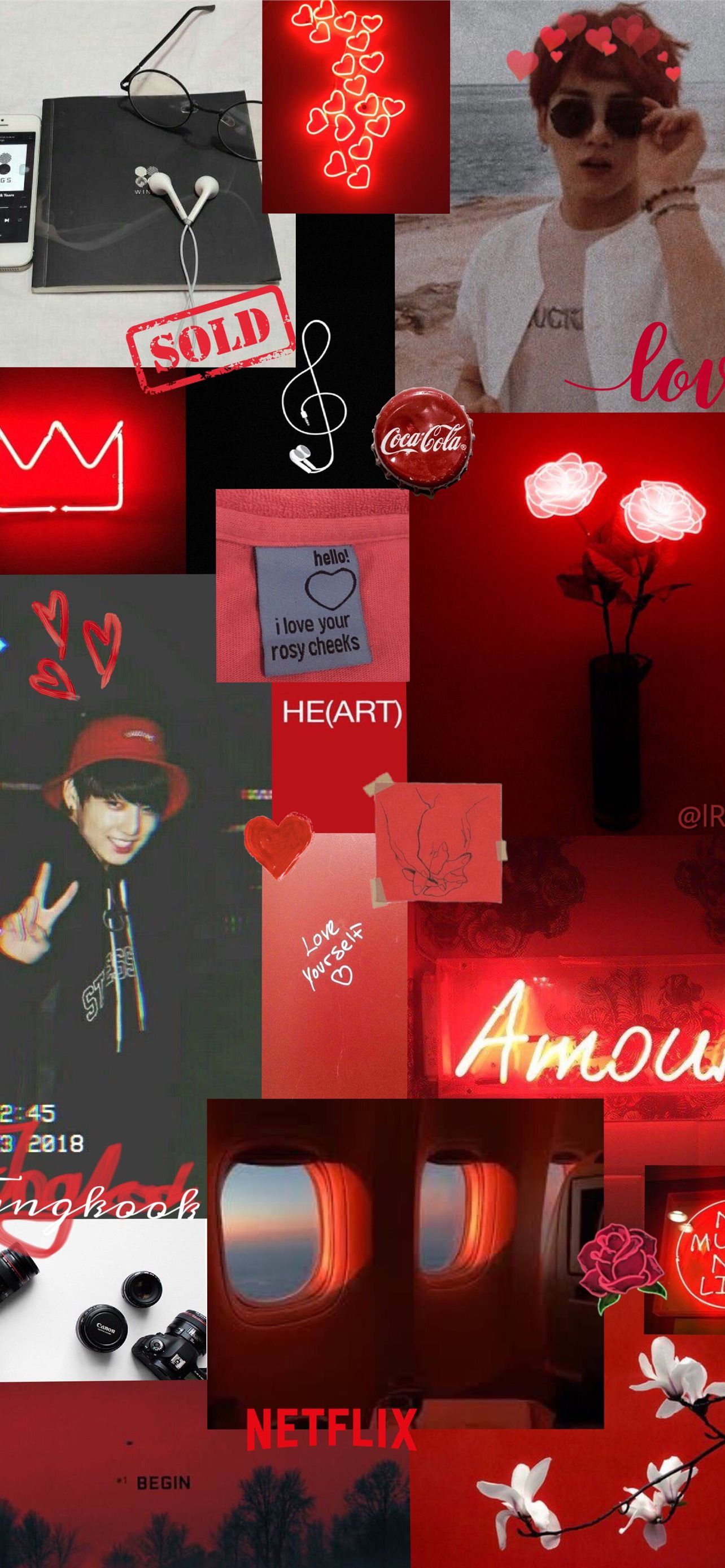Collage, Amour, Rote Aesthetic, Hochformat, Full HD, Sperrbildschirm fürs iPhone