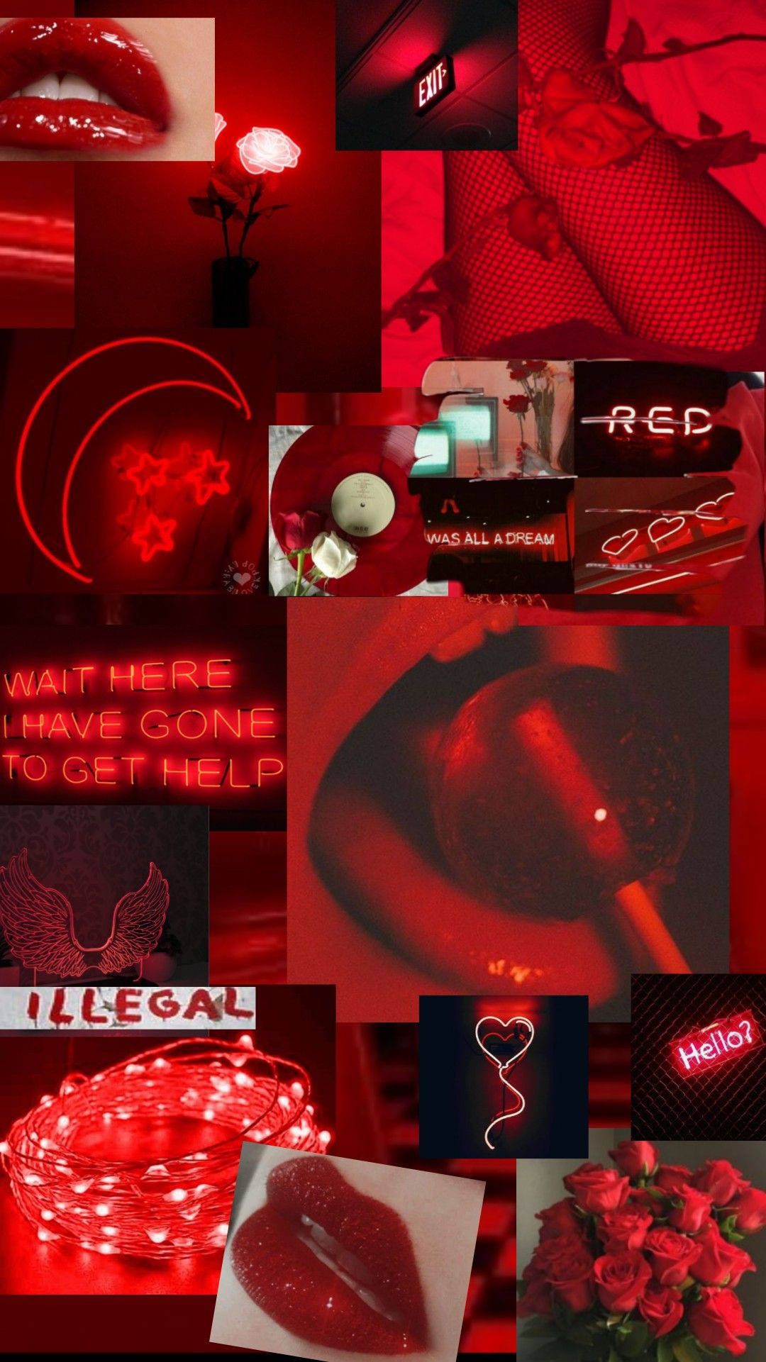 Collage, Lippen, Rosen, Rot-Schwarz, Full HD, Handy-Hintergrund im Hochformat