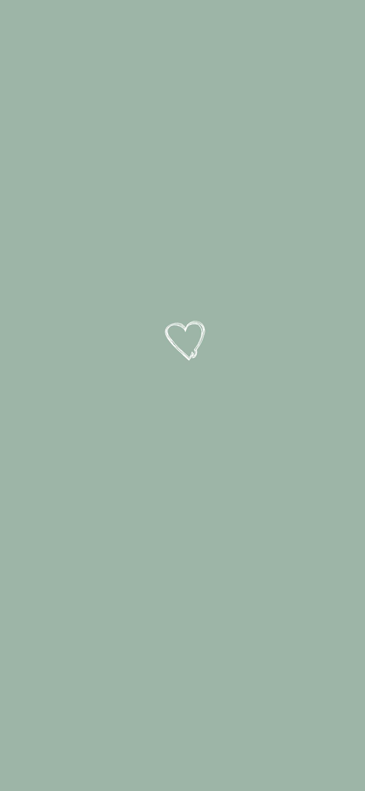 Herz, Salbeigrün, Minimalistisch, Graugrün, Full HD, Handy-Hintergrund im Hochformat