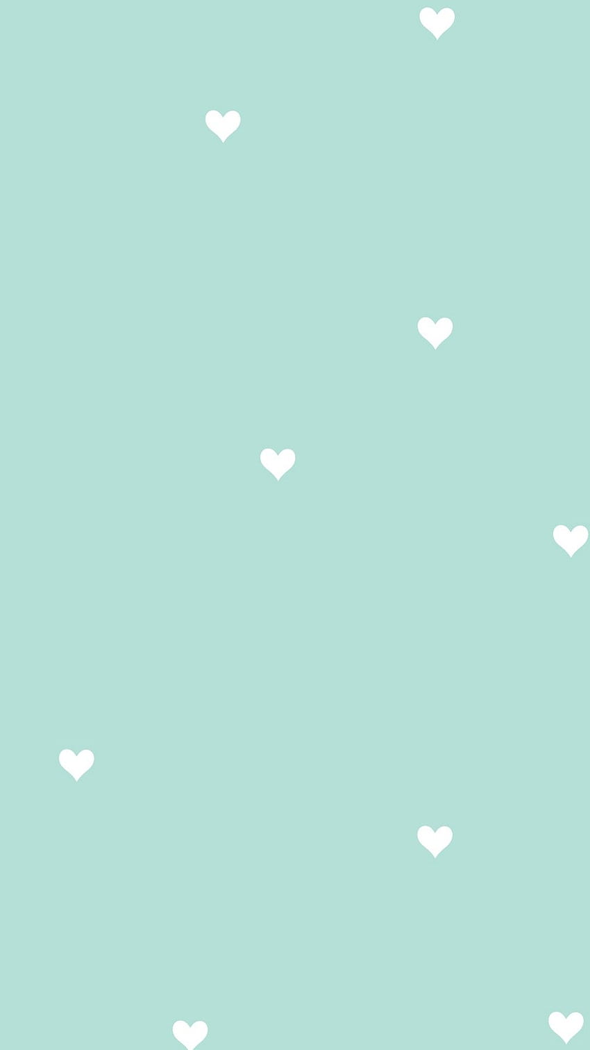 Herzen, Mintgrün, Muster, Minimalistisch, Pastell, Hochformat, Hintergrundbild fürs Smartphone