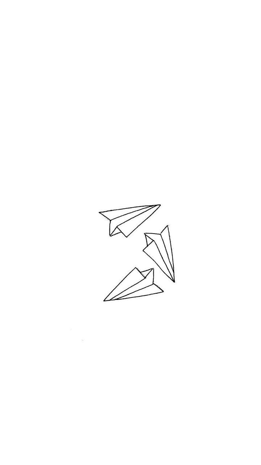 Papierflieger, Strichzeichnung, Minimalistisch, Weißer Hintergrund, Sperrbildschirm fürs iPhone