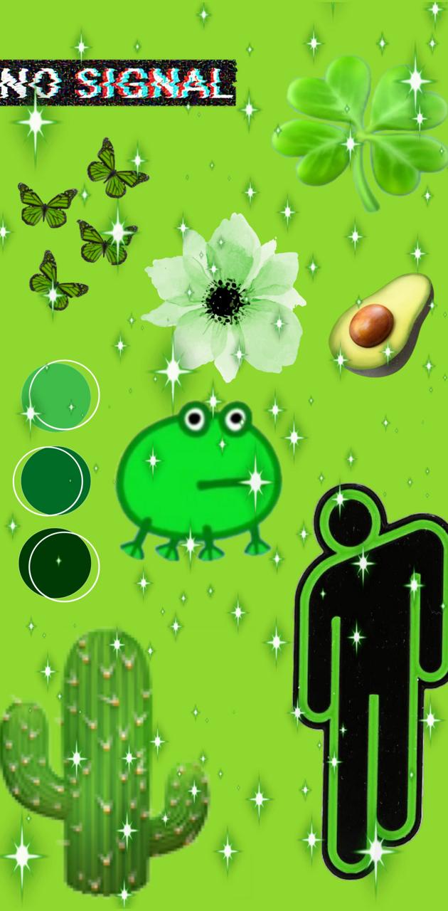 Billie Eilish, Blohsh, No Signal, Frosch, Kaktus, Neongrün, Hintergrundbild fürs Handy