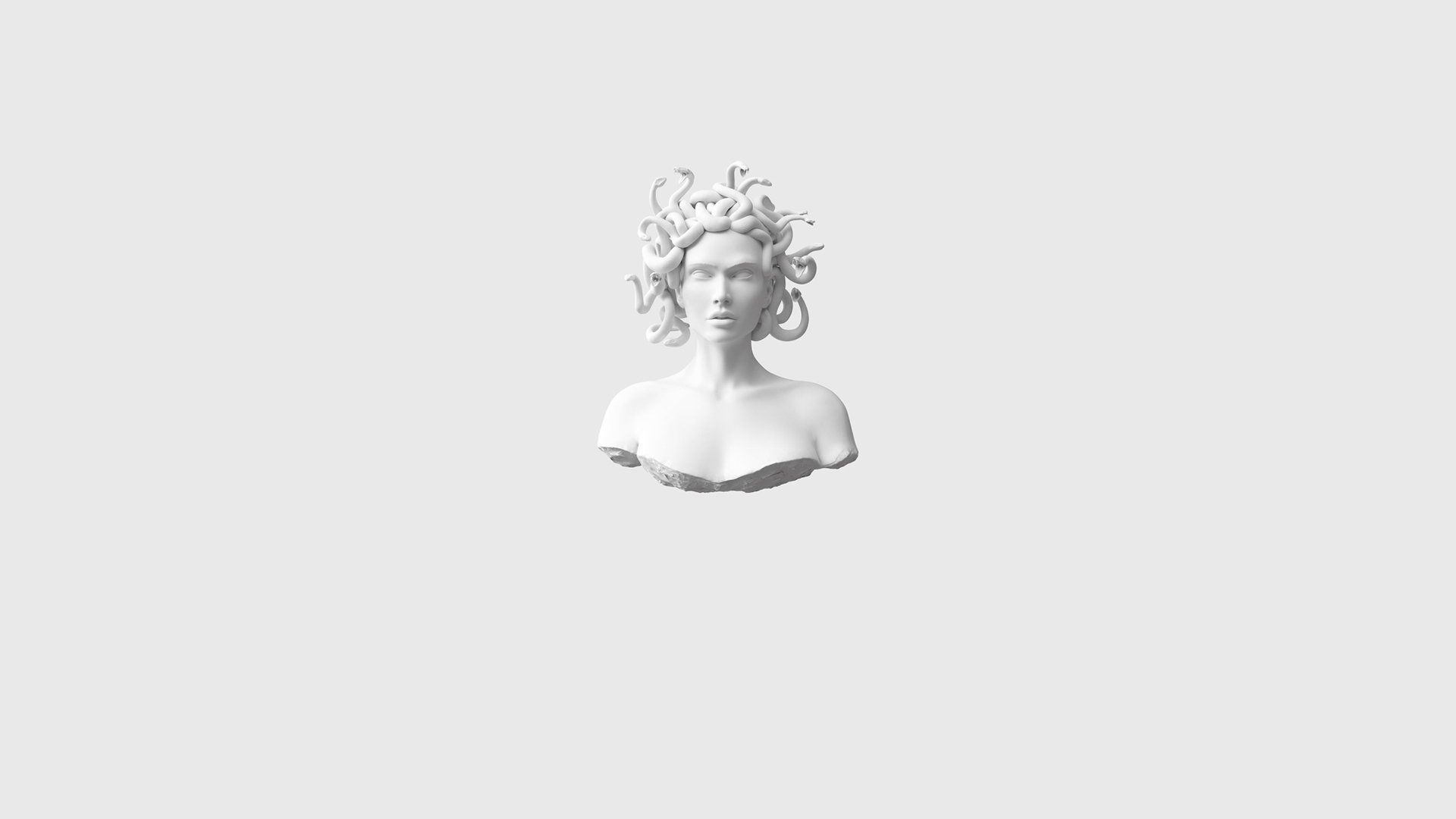 Medusa, Büste, Skulptur, Minimalistisch, Hellgrauer Hintergrund, Full HD Wallpaper