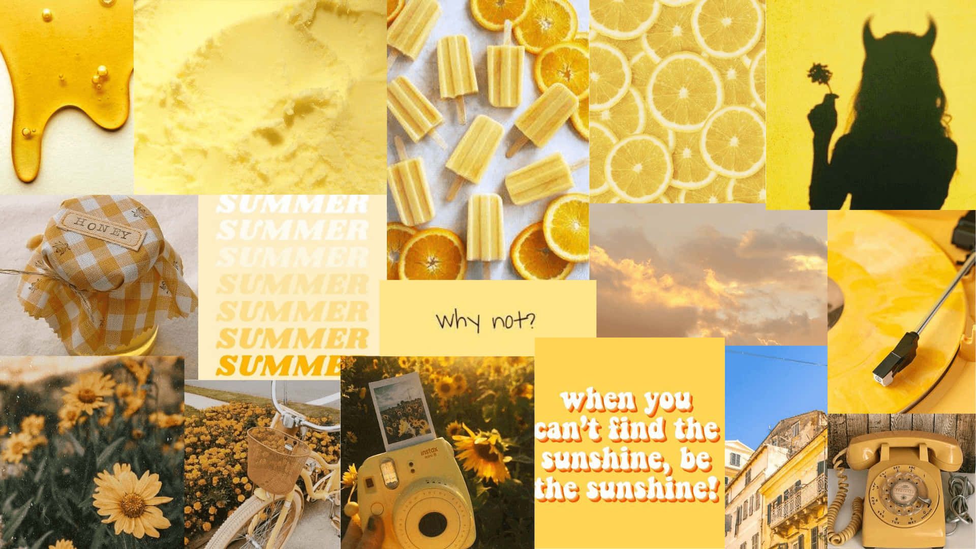 Collage, Summer, Zitronen, Sonnenblumen, Gelbe Ästhetik, Full HD, Windows-Hintergrundbild