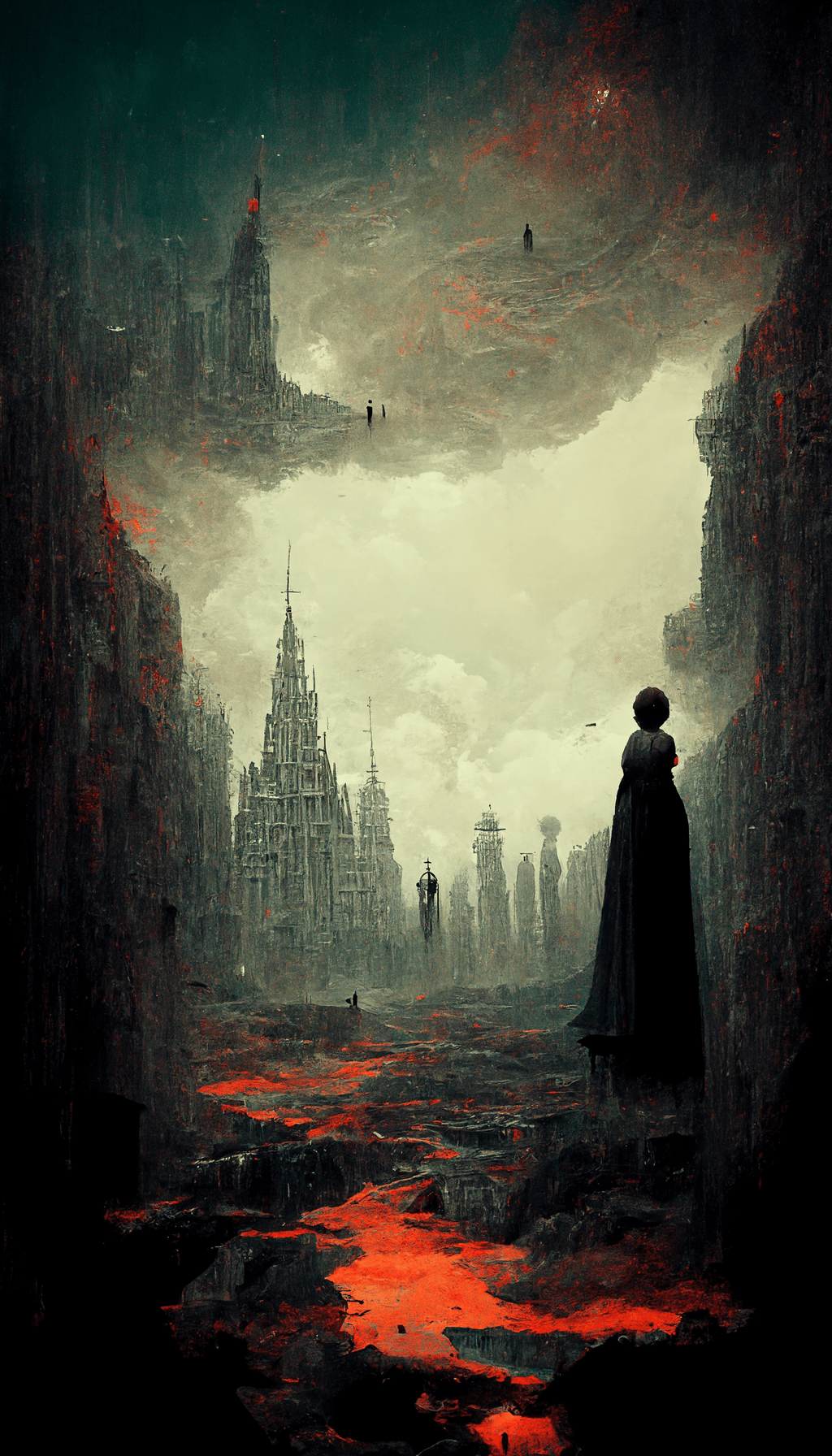 Fantasy, Kathedrale, Lava, Gestalt, Düster, Digitale Kunst, Android-Hintergrundbild