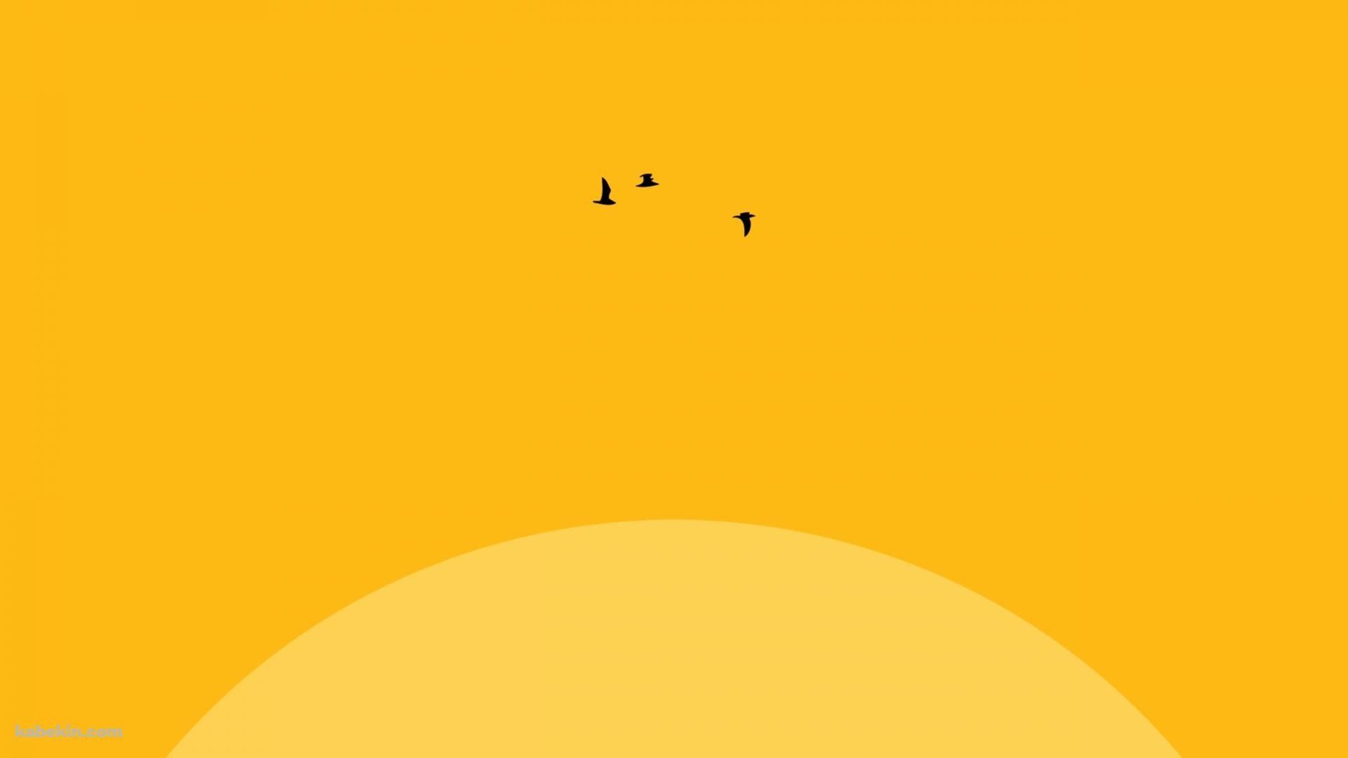 Sonne, Vögel, Minimalistisch, Orangegelb, Flaches Design, Full HD, Breitbild-Hintergrundbild