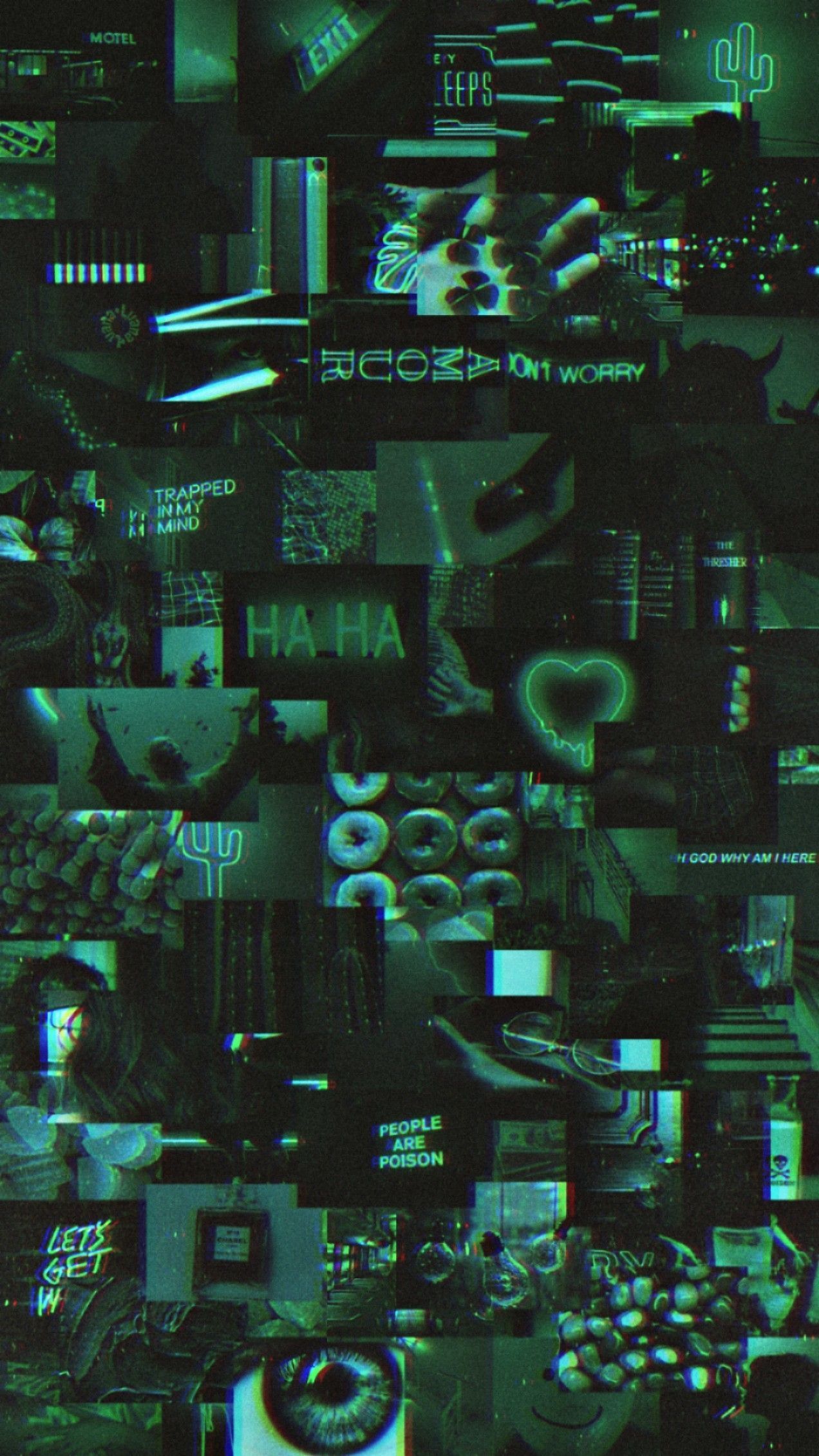Collage, Dunkelgrün, Dunkle Ästhetik, Moodboard, Herz, Full HD, Hintergrundbild fürs Handy